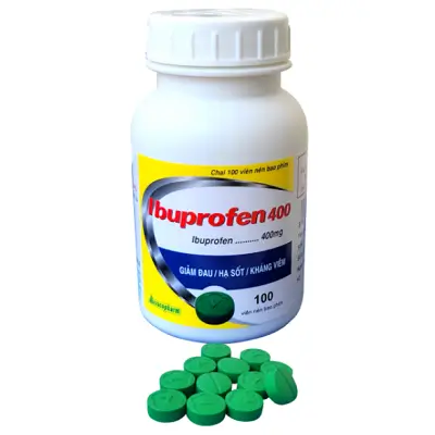 Thuốc Ibuprofen 400 Vacopharm giảm nhức đầu, đau răng, đau thần kinh (Chai 100 viên)